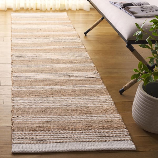 Natural Fiber 2 ft. x 8 ft. Natural/Ivory Striped Runner Rug