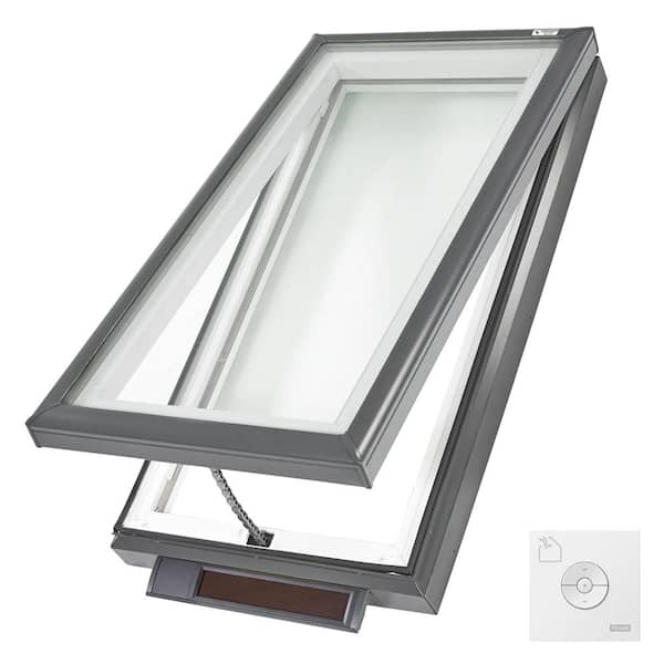 VELUX 22-1/2 in. x 46-1/2 in. Solar Powered Fresh Air Venting Curb-Mount Skylight with White Laminated Low-E3 Glass