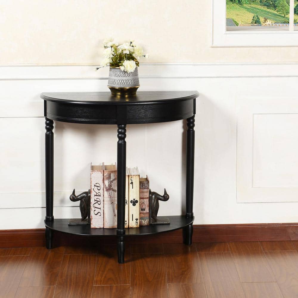 Asher 28.25 in. Black Half-Circle MDF Console Table price history on PriceWatchPro
