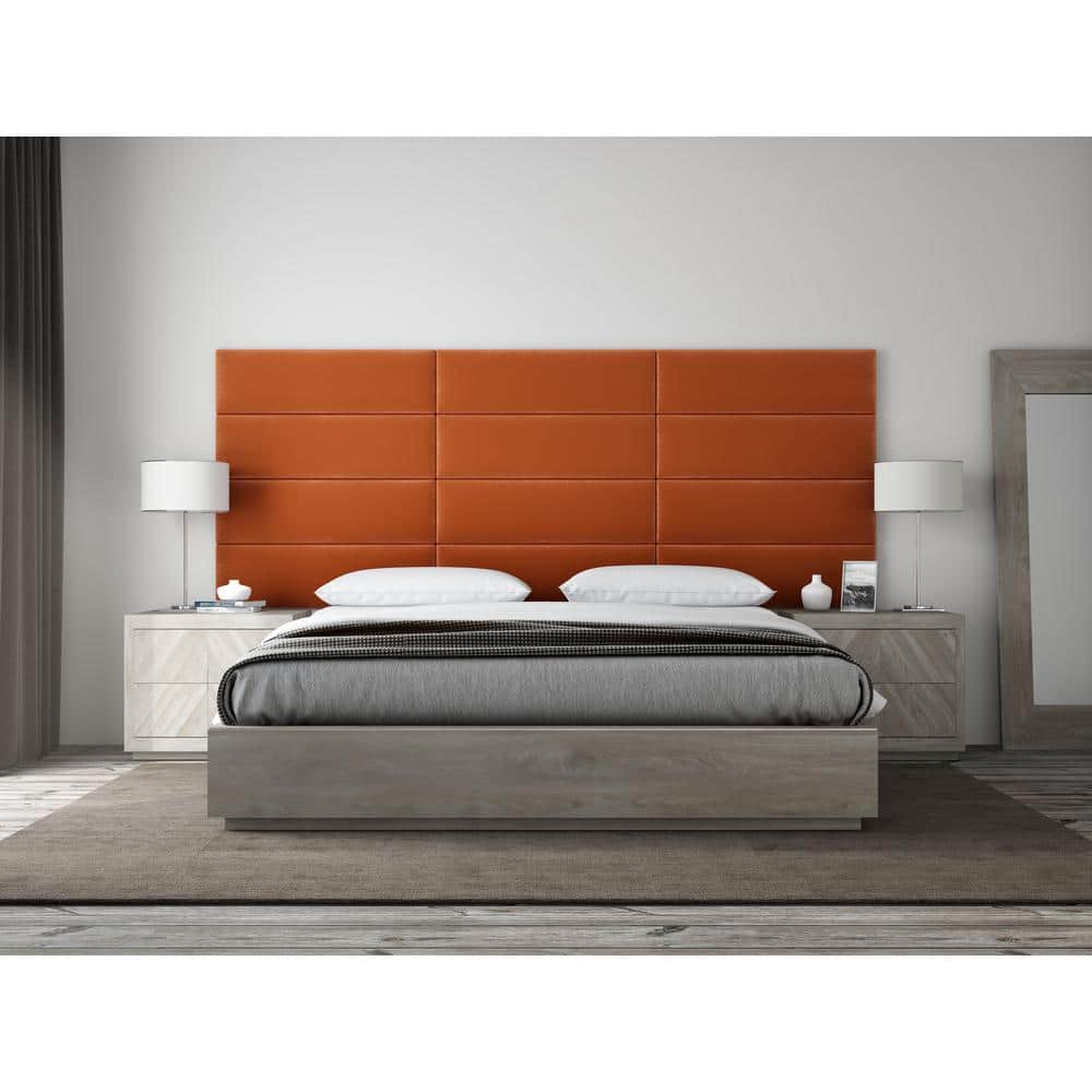 King Size Rust Velvet Tufted Floating Upholstered Headboard Panels
