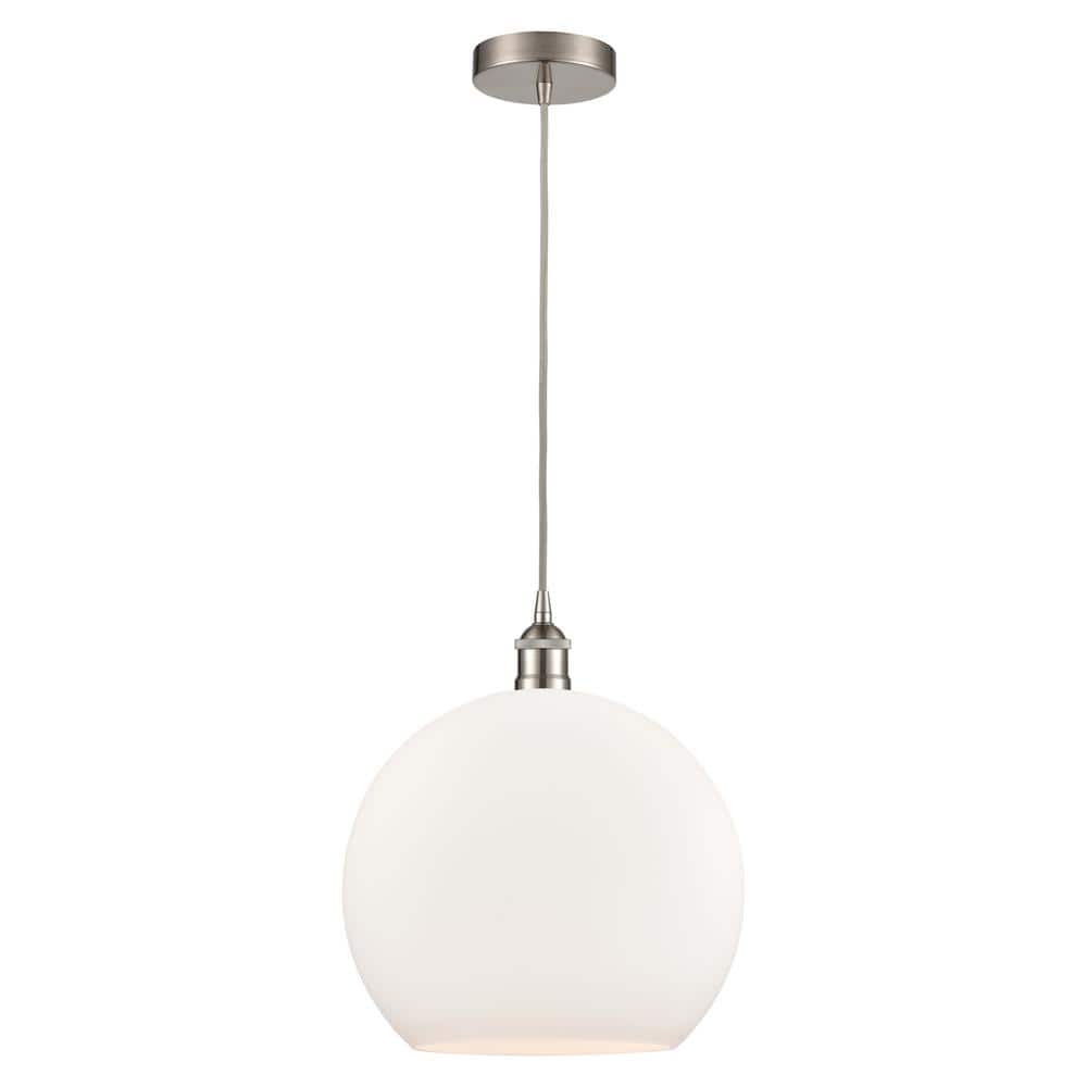 Athens 60-Watt 1-Light Brushed Satin Nickel Shaded Mini Pendant Light with Painted Glass Shade price history on PriceWatchPro