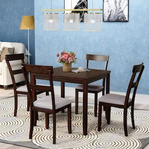 5-Piece Dining Table Set Industrial Wooden Kitchen Table and 4-Chairs for Kitchen, Dining Room, Espresso