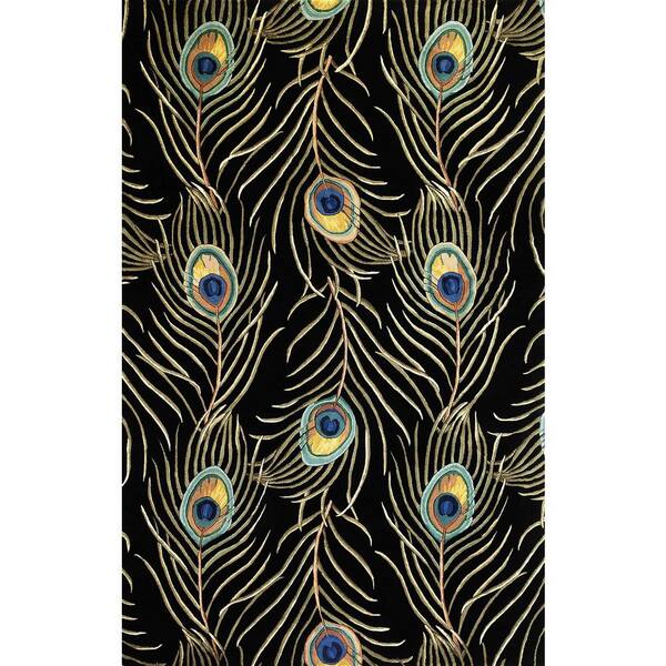 HomeRoots Bernadette Black 2 ft. x 4 ft. Floral Indoor Area Rug