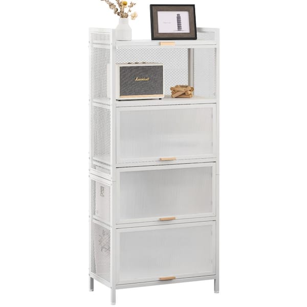 Karl home White 55.52 in. H 5-Layer Multi-Functional Storage Cabinet with Cabinet Door