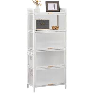 White 55.52 in. H 5-Layer Multi-Functional Storage Cabinet with Cabinet Door