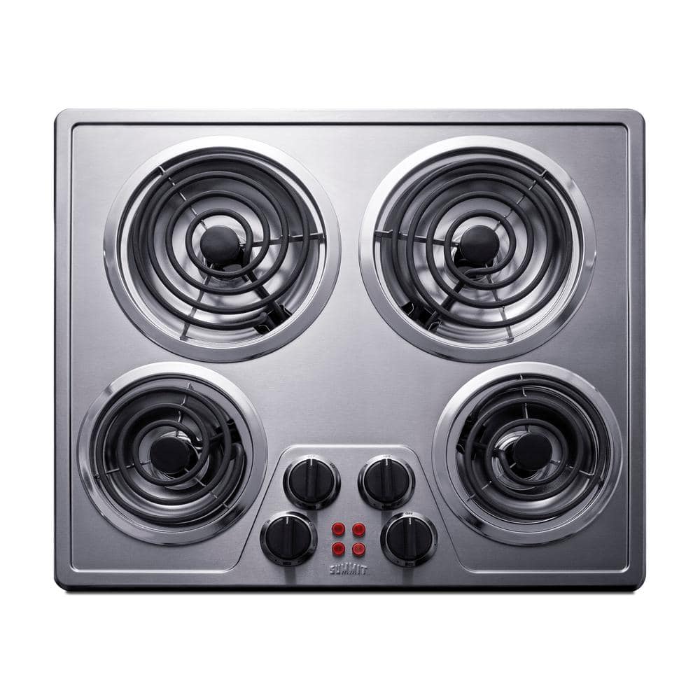 Summit Appliance 24 in. Coil Top Electric Cooktop in Stainless Steel with 4  Elements CR4SS24 - The Home Depot