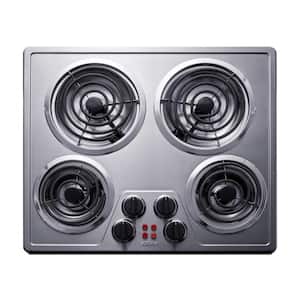24 in. Coil Top Electric Cooktop in Stainless Steel with 4 Elements