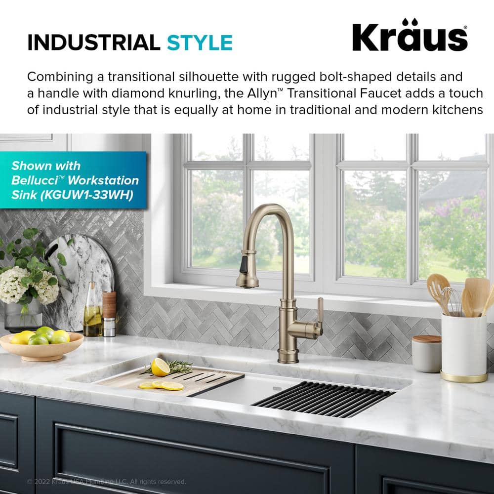 Antique Bronze Industrial Pull-Down Kitchen Faucet with Spray
