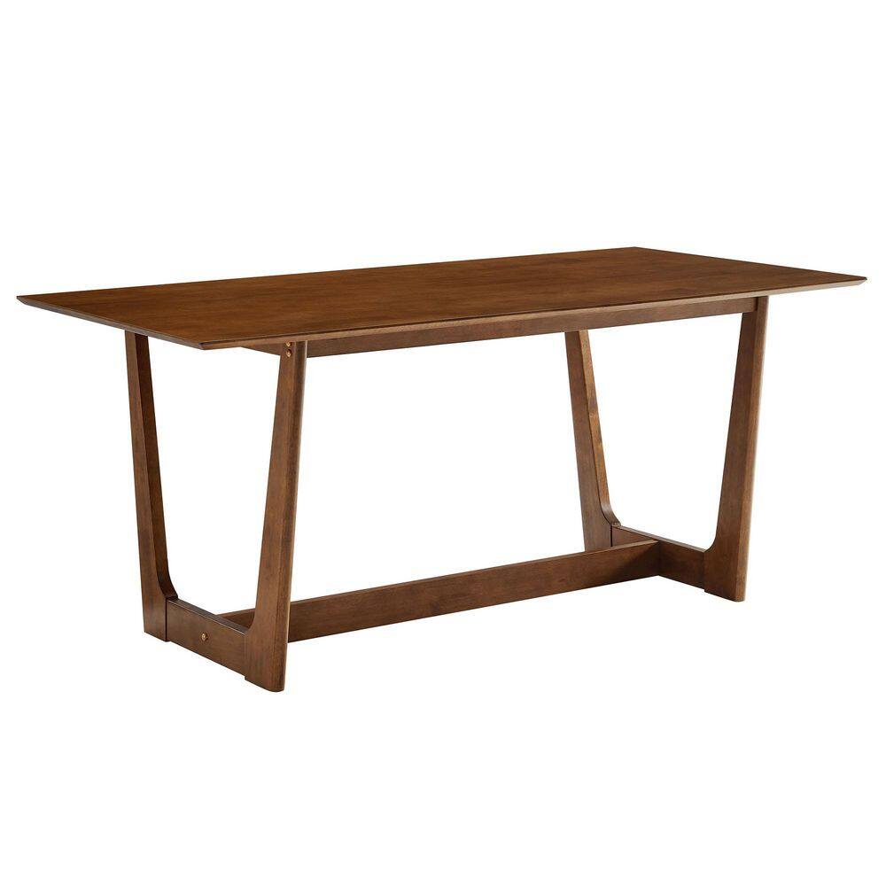 Solara Rectangular in Walnut Wood 71 in. Sled Dining Table Seats 6