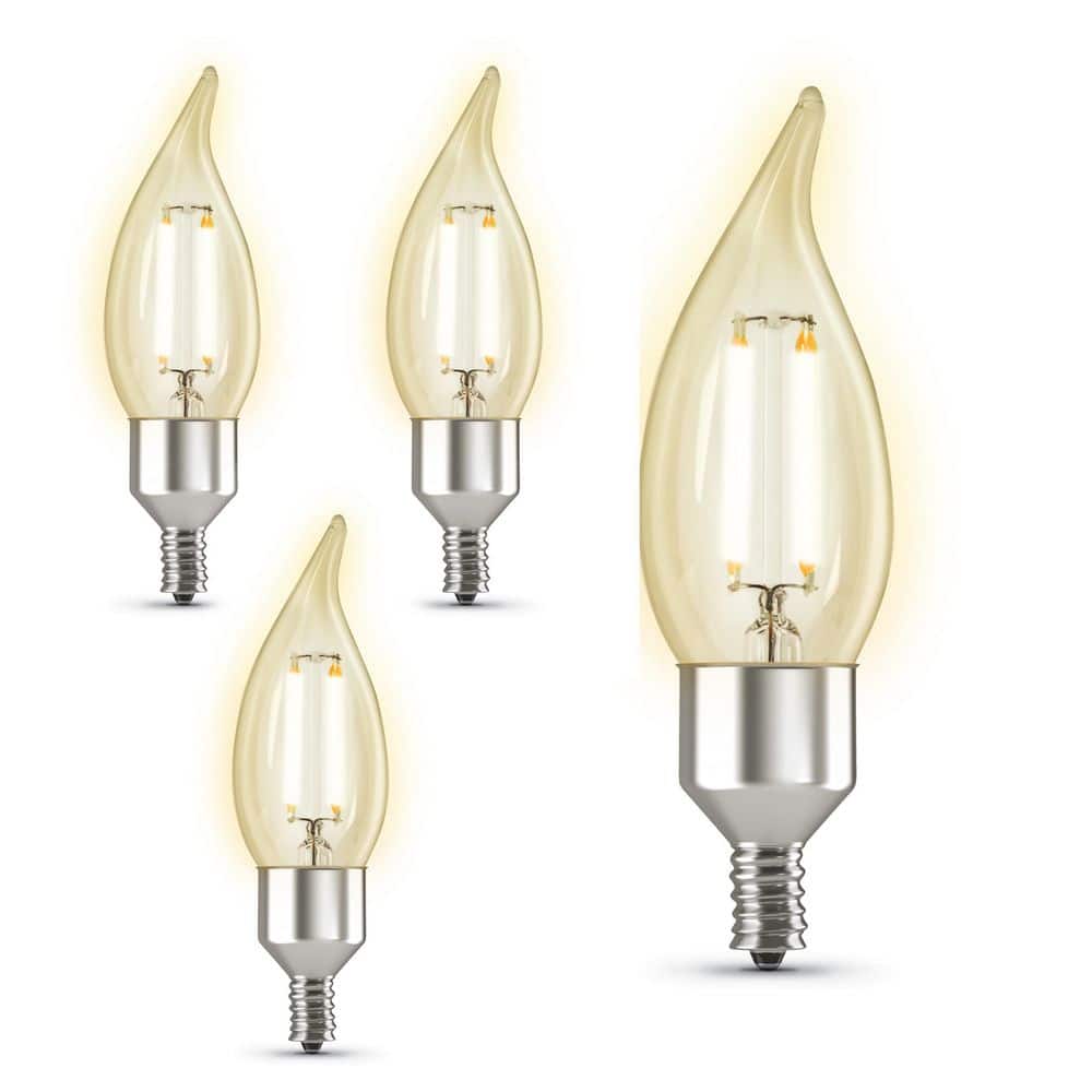 Feit Electric 40-Watt Equivalent CA10 E12 LED Dimmable Smart Home Wi-Fi Connected Wireless Light Bulb Soft White 2700K (4-Pack) -  CFC40927FILAG/4