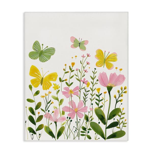 Stupell Industries Whimsical Garden Butterflies by LSR Design Studio Unframed Nature Graphic Art Print 40 in. x 30 in.