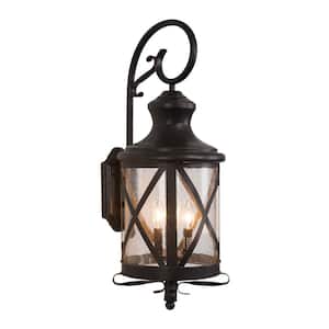 Lorenza Collection 4-Light Oil Rubbed Bronze Outdoor Incandescent Bulbs Wall Mount Lantern Sconce