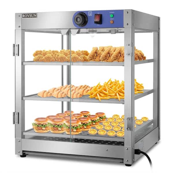 3-Tier 20 in. 800-Watt 110-Volt Hot Food Warmer Display Case Countertop