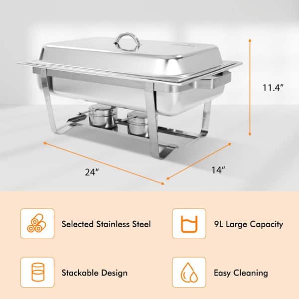 Ovente FW152S 2 Stainless Steel Chafing Dishes Electric Food Buffet Server & Warmer Silver