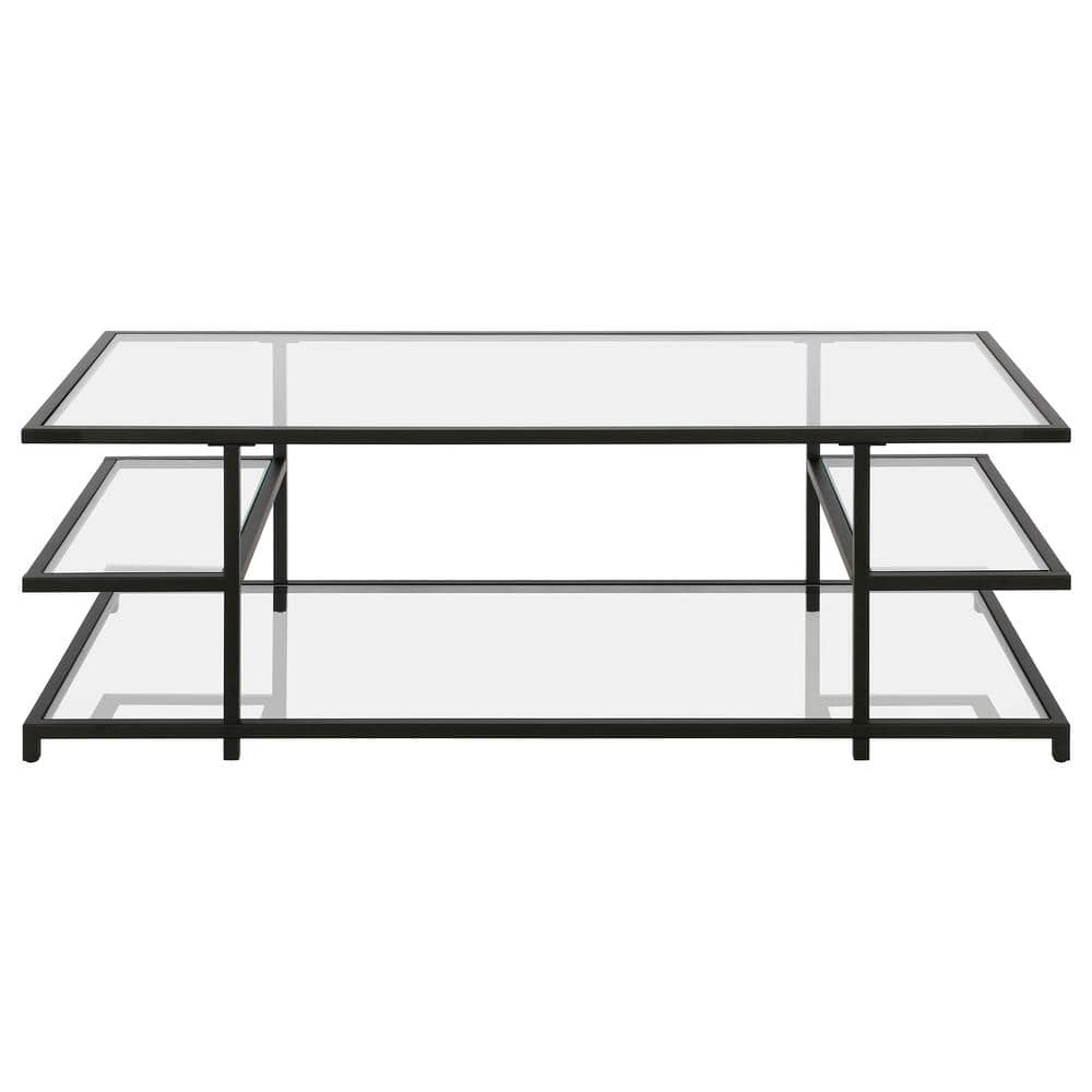 Greenwich Mid-Century Blackened Bronze 54" Glass Coffee Table