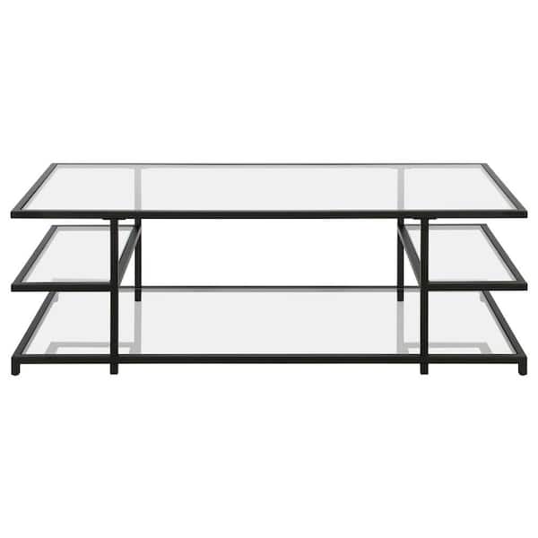 Meyer&Cross Greenwich 54 in. Blackened Bronze Rectangular Glass Top Coffee Table