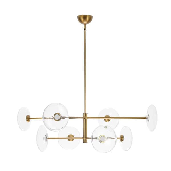 HUOKU Toluo 8-Light 41.3 in. W Brushed Gold Integrated LED Modern