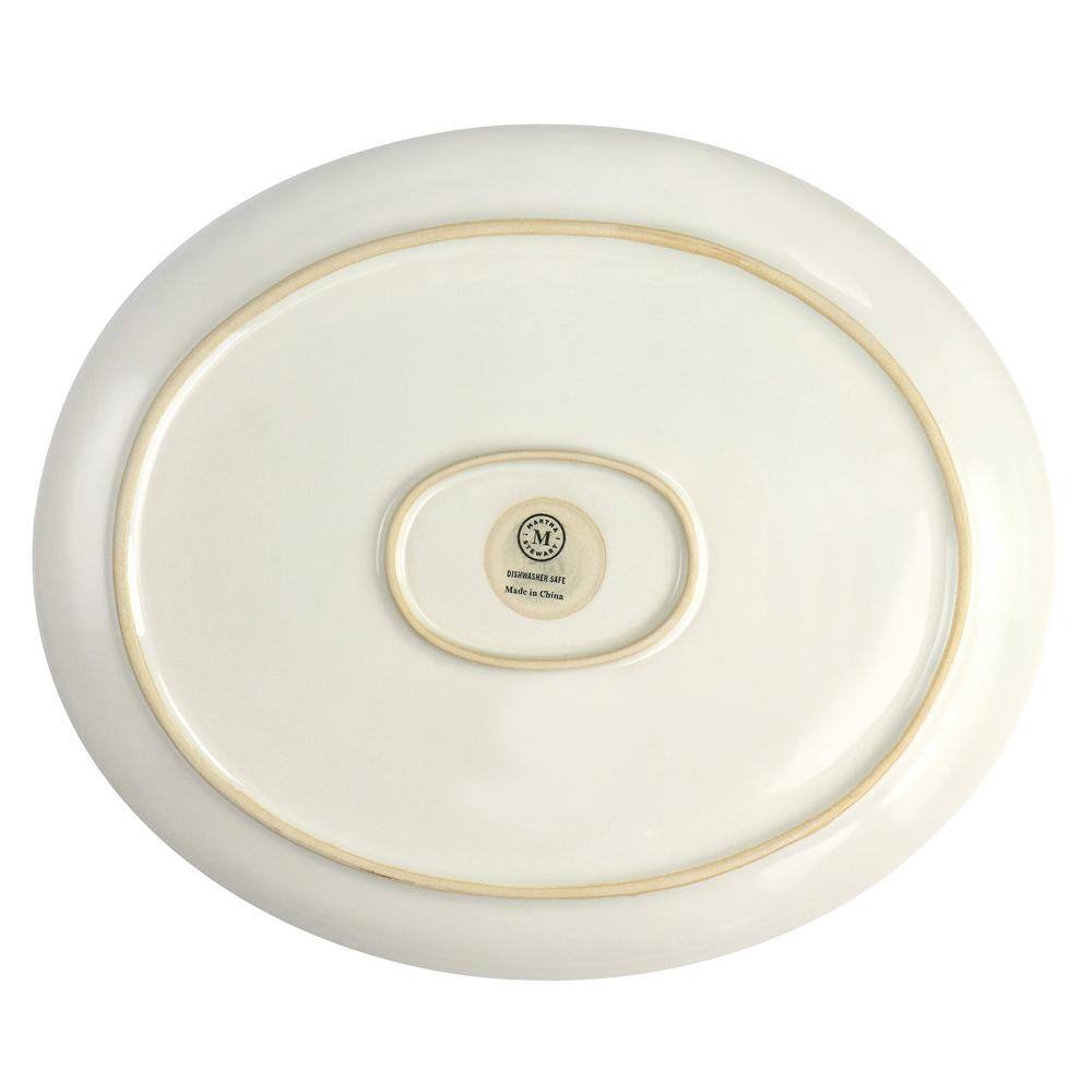 Blue Reactive Glaze Oval Ceramic Serving Platter, 13.6 Inches