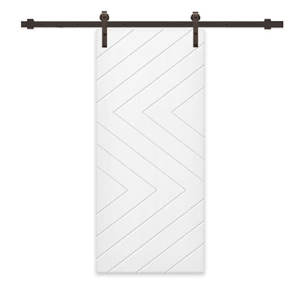 CALHOME 24 in. x 80 in. White Painted Composite MDF Paneled Interior Sliding Barn Door with Hardware Kit