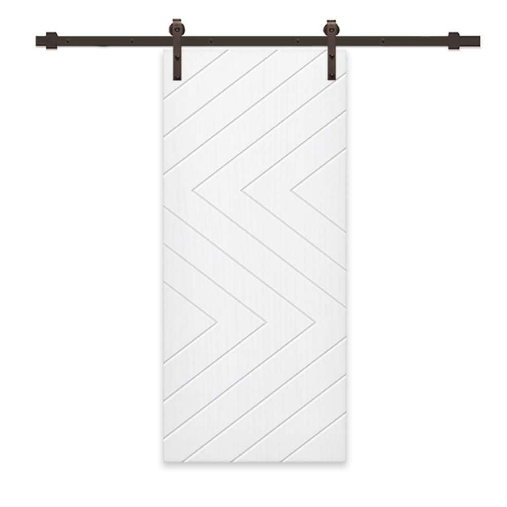White Stained Composite MDF Paneled Interior Sliding Barn Door Kit