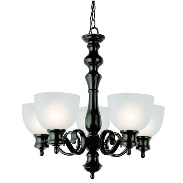 Bel Air Lighting Cabernet Collection 5-Light Oiled Bronze Chandelier with White Frosted Shade