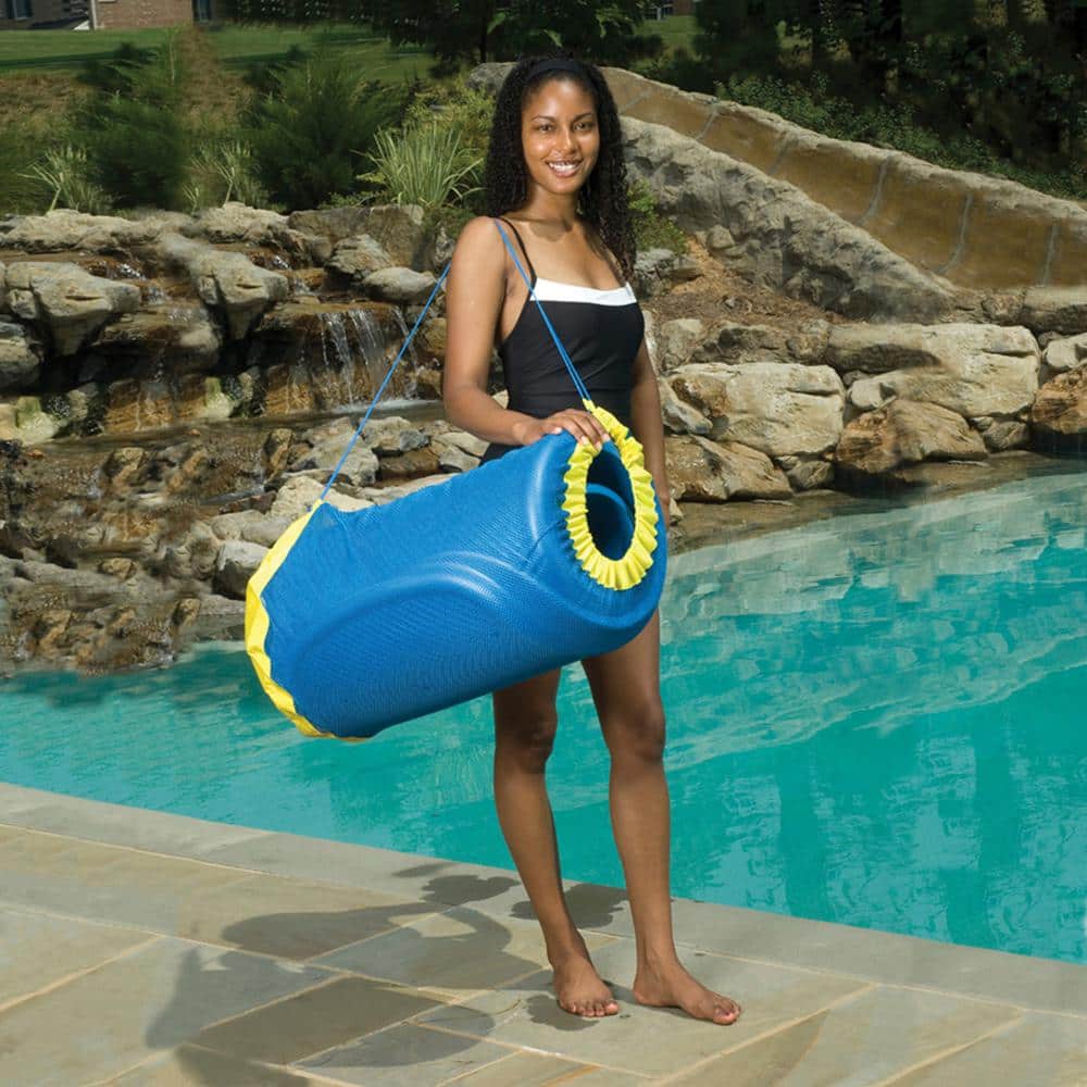Blue and Yellow Nylon Mesh Handy Tote for Pool Floats