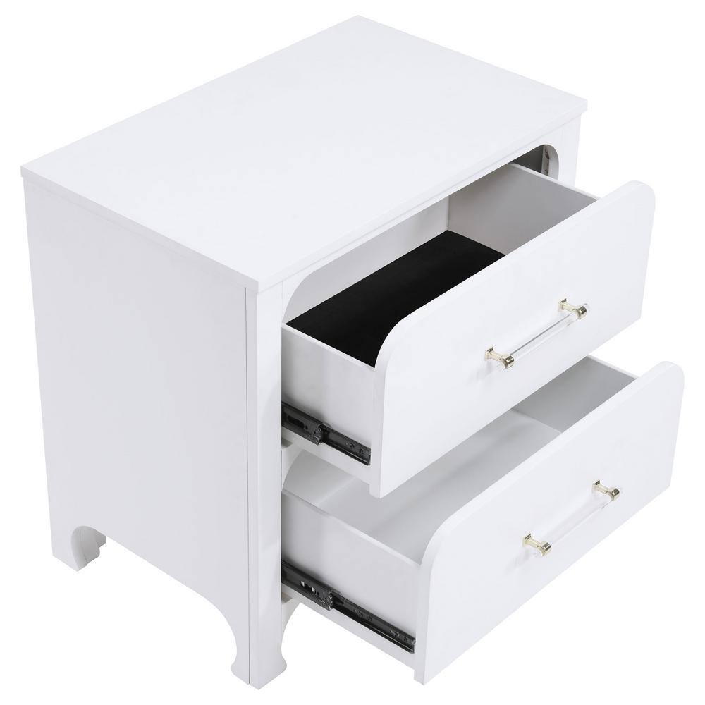 Anastasia Pearl White 2-Drawer Modern Nightstand