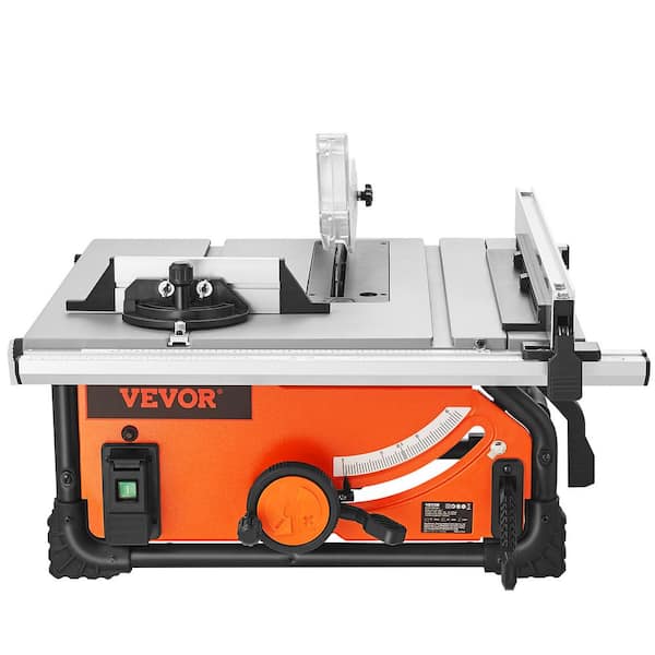 VEVOR Table Saw 10 in. Portable Electric Cutting Machine 4500 RPM 25 in. Rip Capacity Woodwork