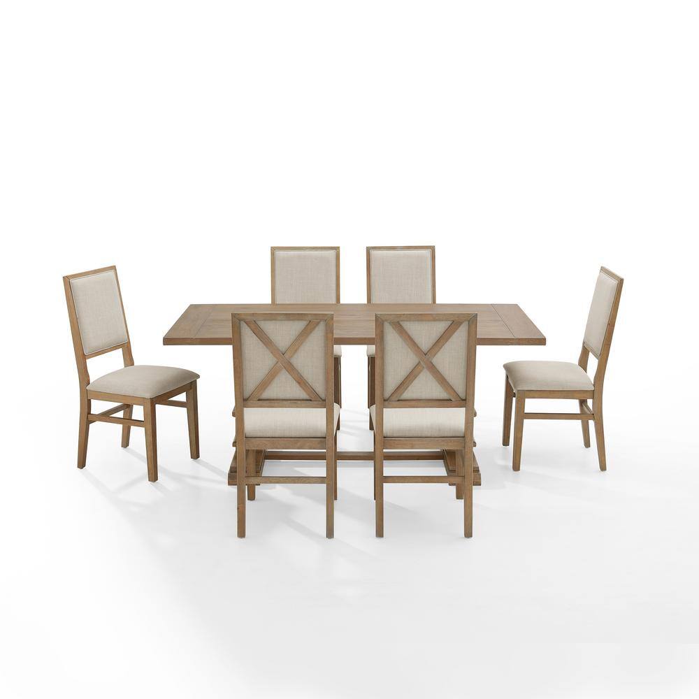 Joanna Rustic Brown 7-Piece Dining Set with Upholstered Chairs