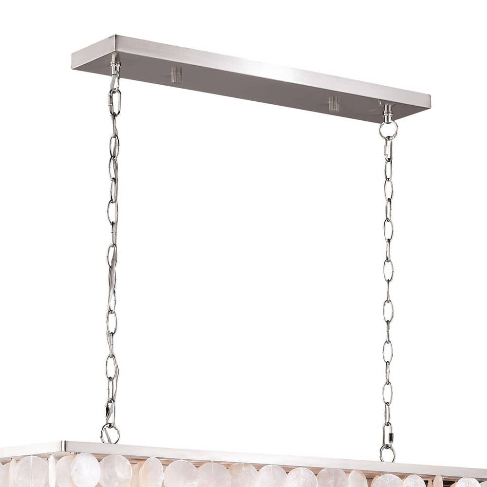 Elsa 36" Satin Nickel Glass Island Pendant Light