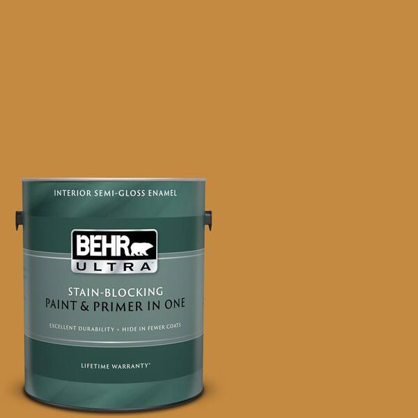 BEHR ULTRA 1 gal. #UL150-1 Golden Leaf Semi-Gloss Enamel Interior Paint and Primer in One