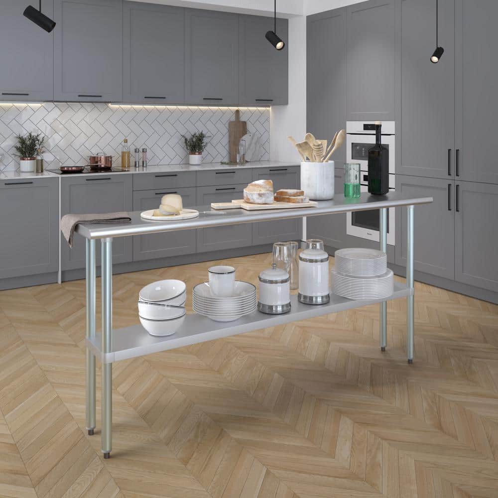 72" Stainless Steel Work Table with Galvanized Undershelf