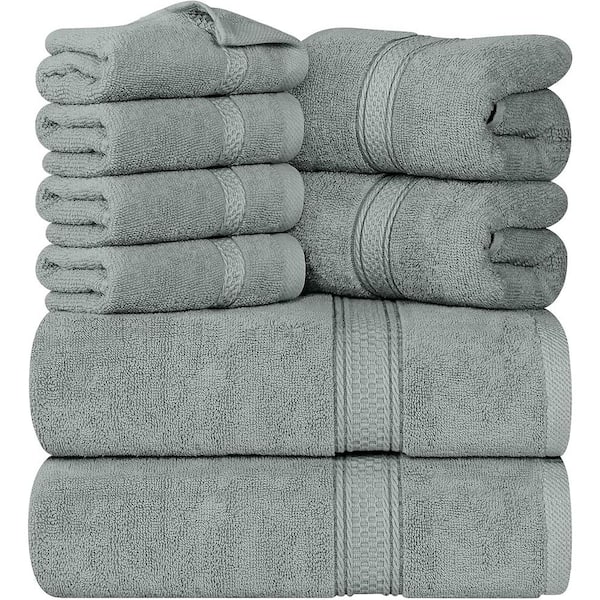 Aoibox 8-Piece Premium Towel with 2 Bath Towels, 2 Hand Towels and 4 Wash  Cloths,600 GSM 100% Cotton Highly Absorbent,Cool Grey SNPH002IN332 - The  Home Depot