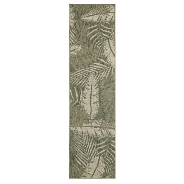 Nourison Garden Oasis Green Ivory 2 ft. x 8 ft. Nature-inspired Contemporary Runner Area Rug