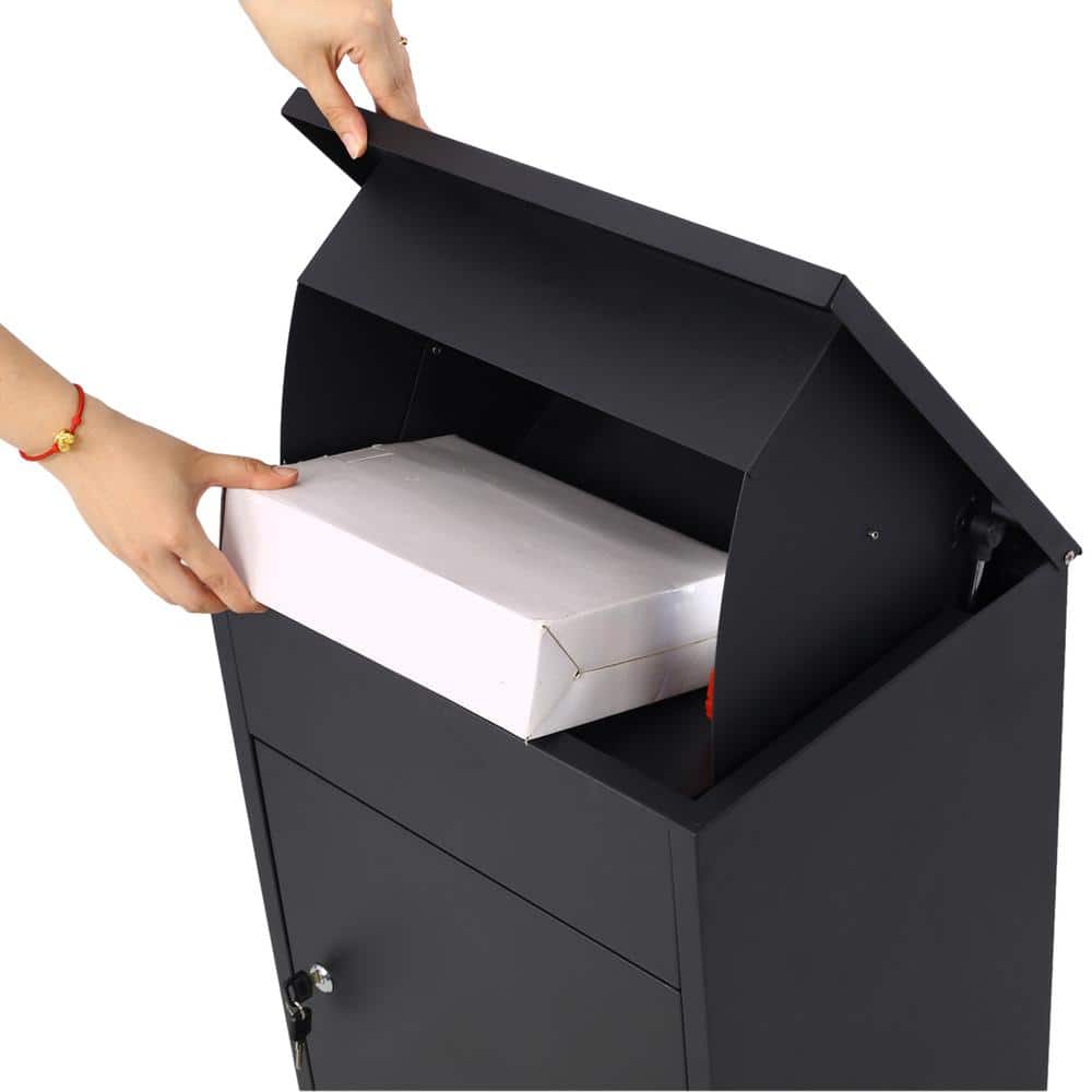 Black Extra Large Lockable Galvanized Steel Parcel Mailbox