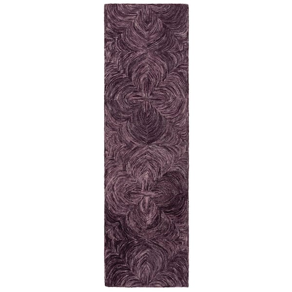 Ikat 2 ft. x 8 ft. Purple Floral Swirl Runner Rug