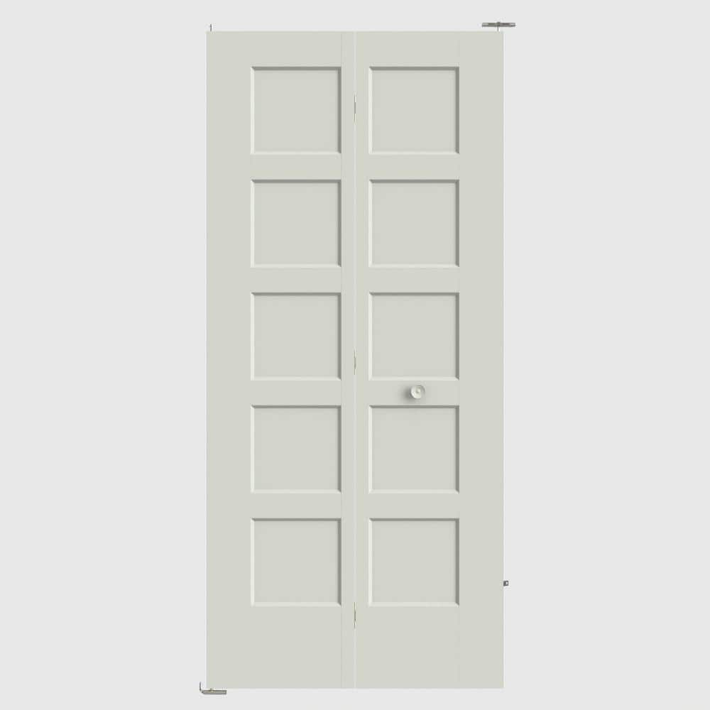 36 in. x 80 in. 5-Panel Bayshore Hollow Core Ivory Keys Molded Composite Bi-Fold Door