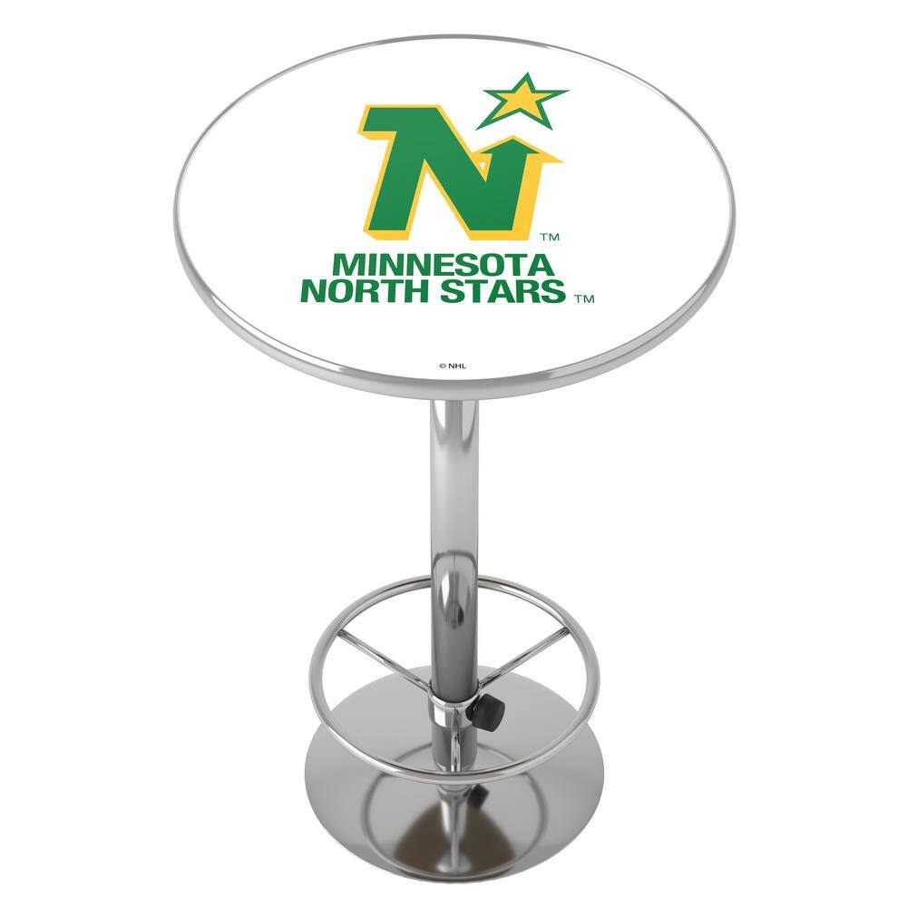 Minnesota North Stars Vintage 27 in. Chrome Round Table Top with Adjustable