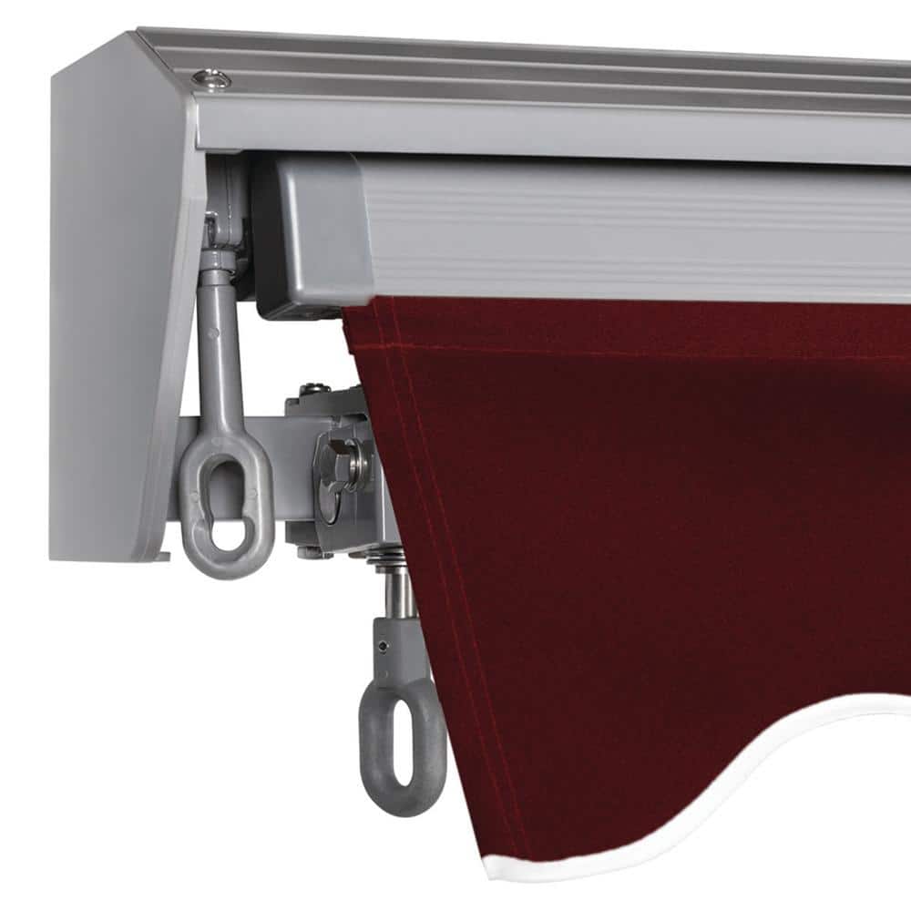Burgundy Motorized Retractable Patio Awning with Aluminum Frame