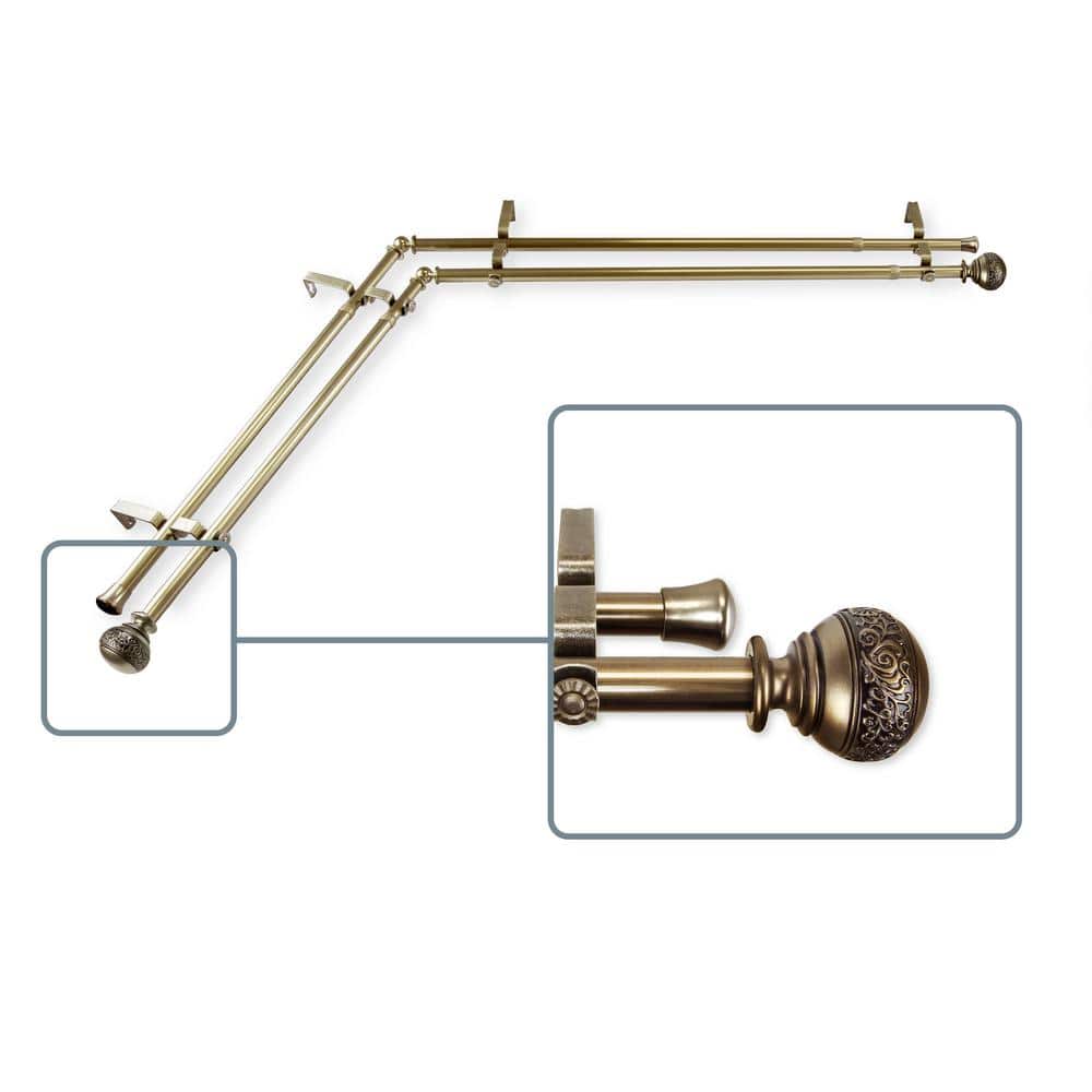 120 in. to 170 in. Adjustable 13/16 in. Corner Window Double Curtain Rod in