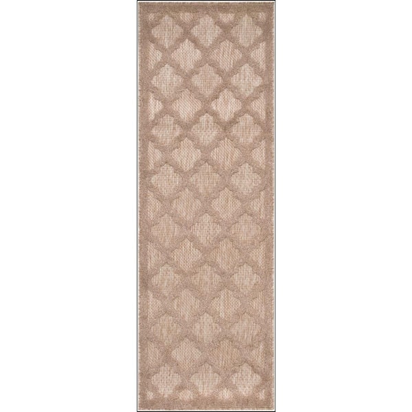 Nourison Easy Care Natural Beige 2 ft. x 6 ft. Trellis Contemporary Runner Area Rug