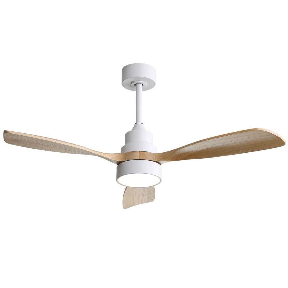 Glio 52 in. White Walnut Downrod Standard Ceiling Fan with Integrated LED with Remote Included DC Motor Reversible price history on PriceWatchPro