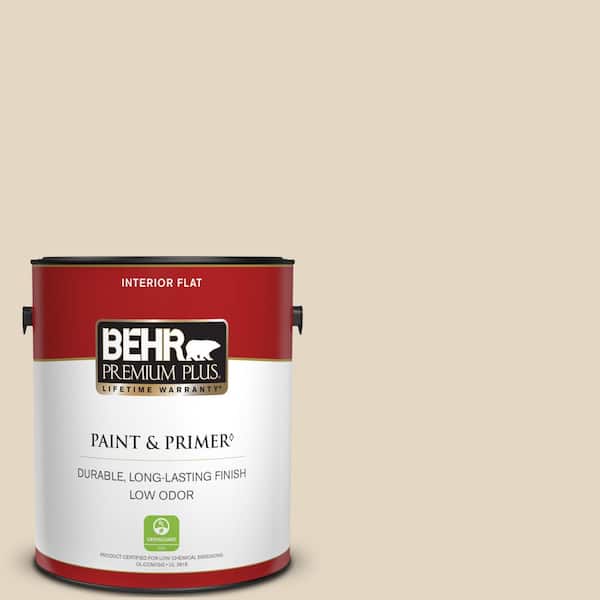 BEHR PREMIUM PLUS 1 gal. #N270-1 High Style Beige Flat Low Odor Interior Paint & Primer