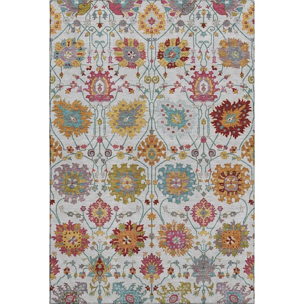 Mayfield Premium Machine Washable Abstract AMF2288 Ivory 10 ft. x 14 ft. Area Rug