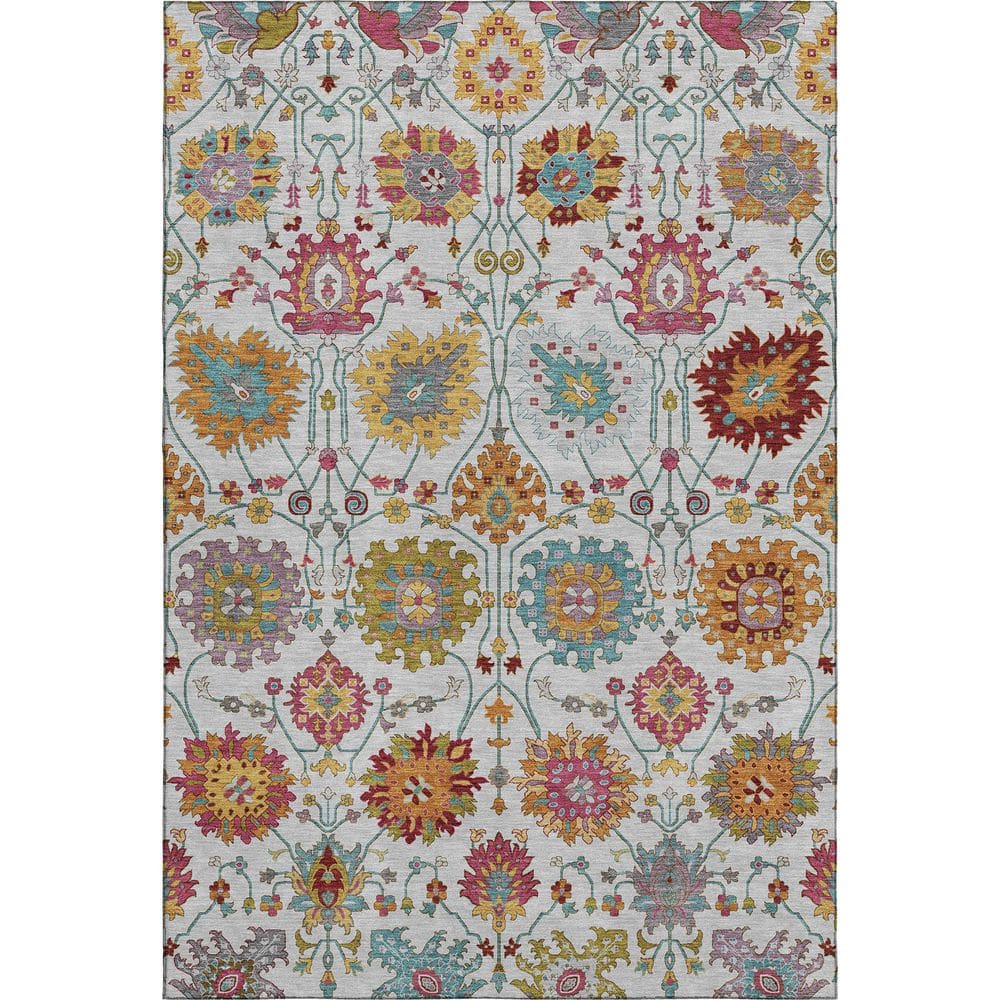 Mayfield Premium Machine Washable Abstract AMF2288 Ivory 8 ft. x 10 ft. Area Rug price history on PriceWatchPro