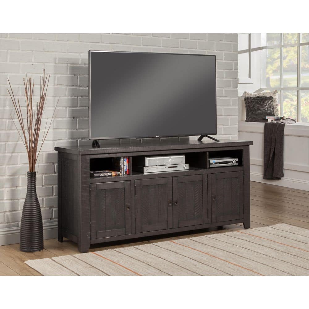 Rustic Grey Solid Pine West Mill 65" TV Stand with Cabinet