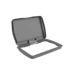 Gray Rectangular Trash Can Lid,32 qt. Pull-Out Waste Containers