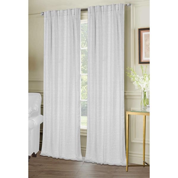 Dainty Home Silver Solid Rod Pocket Room Darkening Curtain - 38 in. W x 84 in. L (Set of 2)
