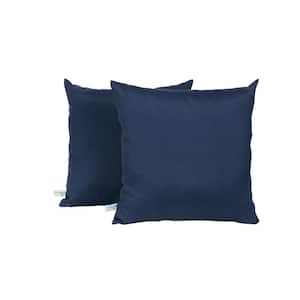 All-Weather Navy Square Outdoor Throw Pillow (2-Pack)