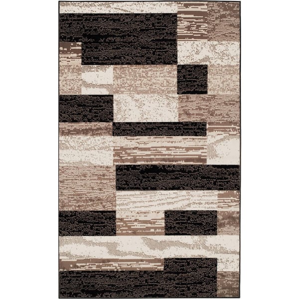 SUPERIOR Rockwood Chocolate 8 ft. x 10 ft. Rectangle Abstract Geometric Polypropylene Area Rug